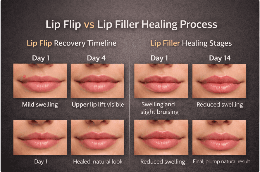 Lip Flip Recovery Timeline vs Lip Filler Healing Stages